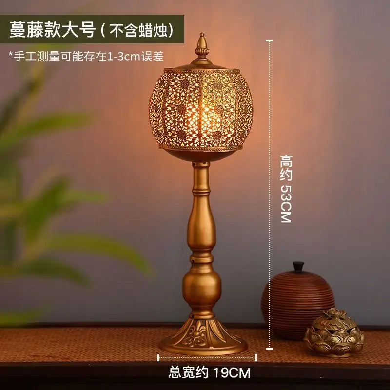 Vintage iron candlestick decoration table wind lamp electronic candle holder Thai style spa decoration home